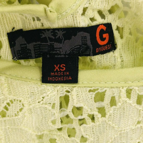 G By Guess Tank Top XS Green Y2K Eyelet Lace Criss Cross Tie Back Shirt Boho - Picture 4 of 9